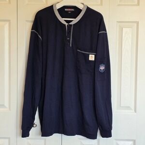NWOT Bocomal FR Henley Long Sleeve Flame Resistant/Fire Retardant 2 XXL Navy